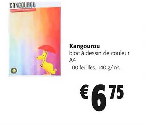 bloc à dessin de couleur a4 kangourou