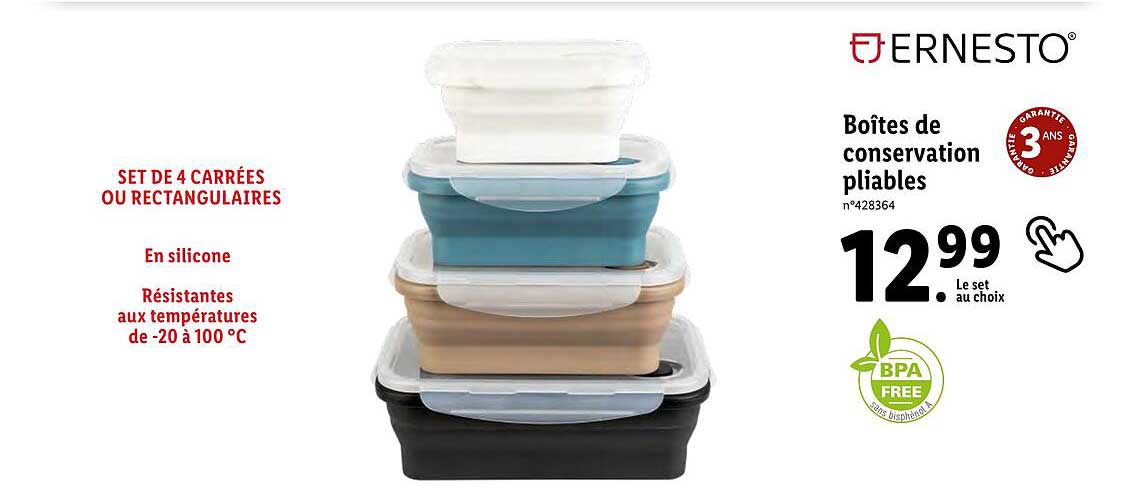 boîtes de conservation pliables ernesto
