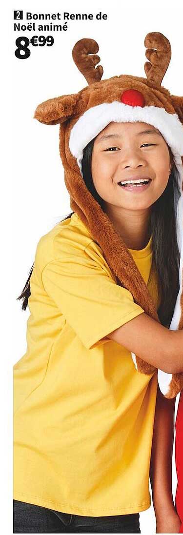 bonnet renne de noël animé