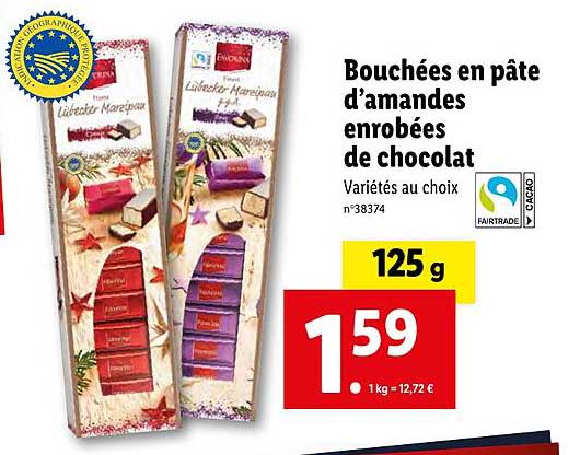 bouchées en pâte d'amandes enrobées de chocolat favorina