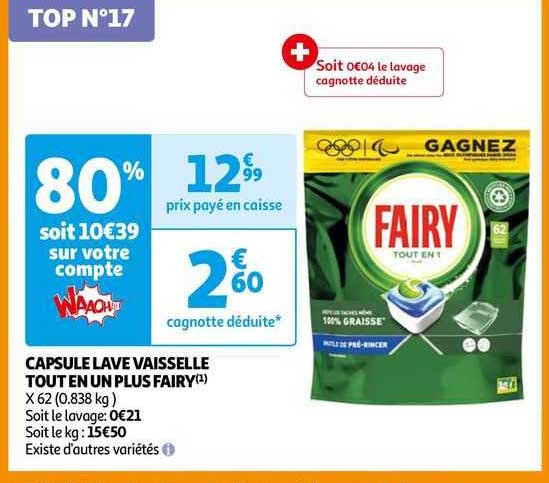 capsule lave vaisselle tout en un plus fairy