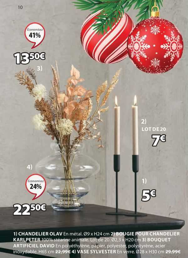 chandelier olav, bougie pour chandelier karlpeter, bouquet artificiel david, vase sylvester