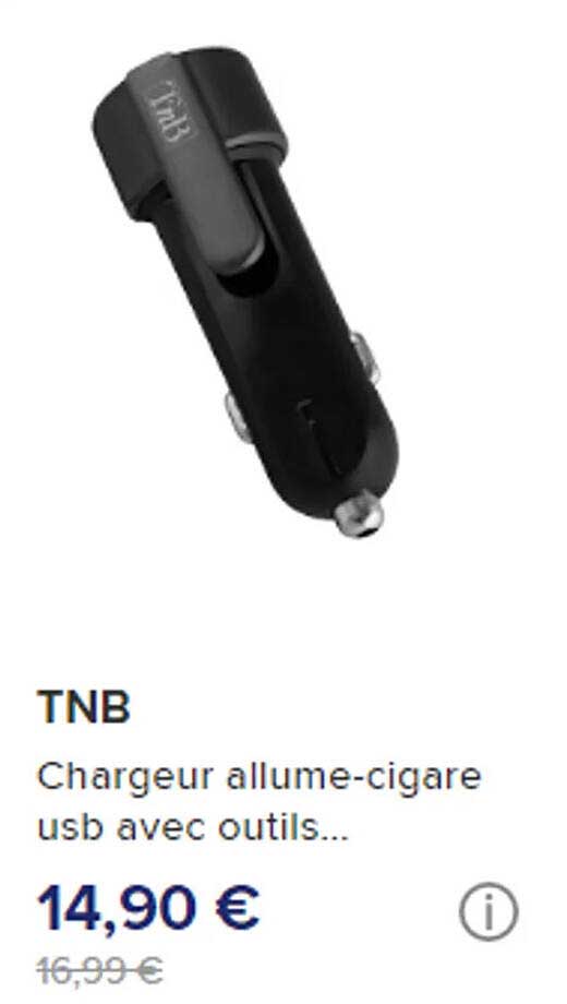 chargeur allume-cigare usb avec outils... tnb