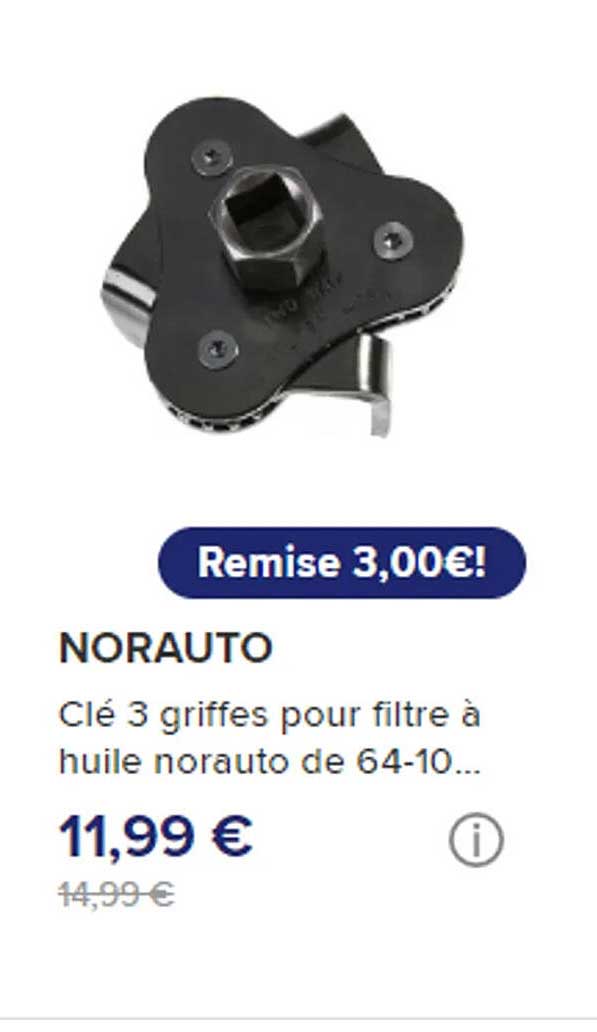 clé 3 griffes pour filtres à huile norauto de 64-10...