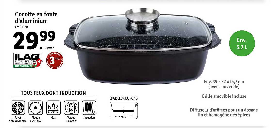 cocotte en fonte d'aluminium