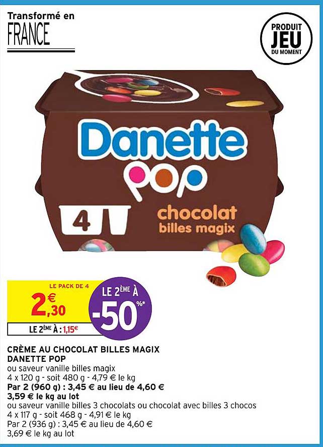 crème au chocolat billes magix danette pop