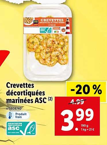 Crevettes Décortiquées Marinées Asc