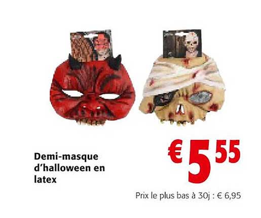 demi-masque d'halloween en latex