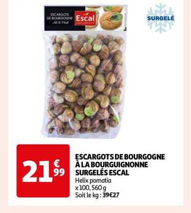 escargot de bourgogne à la bourguignonne surgelés escal