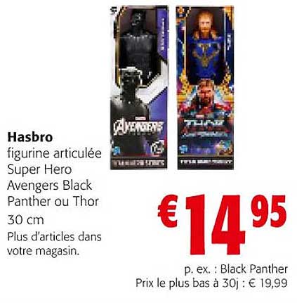 figurine articulée super héro avengers black panther ou thor hasbro