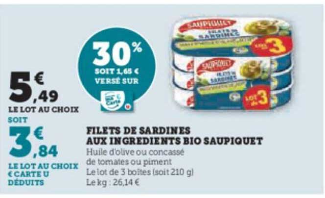 Filets De Sardines Aux Ingrédients Bio Saupiquet