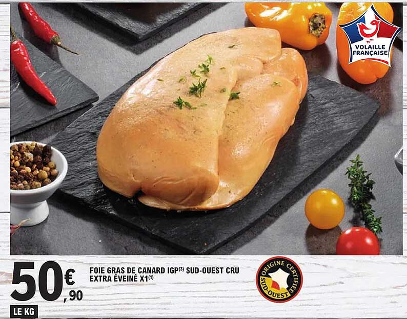 foie gras de canard igp sud-ouest cru extra éveiné x1