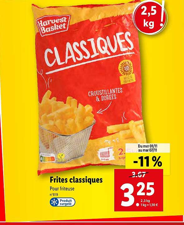 frites classiques harvest basket
