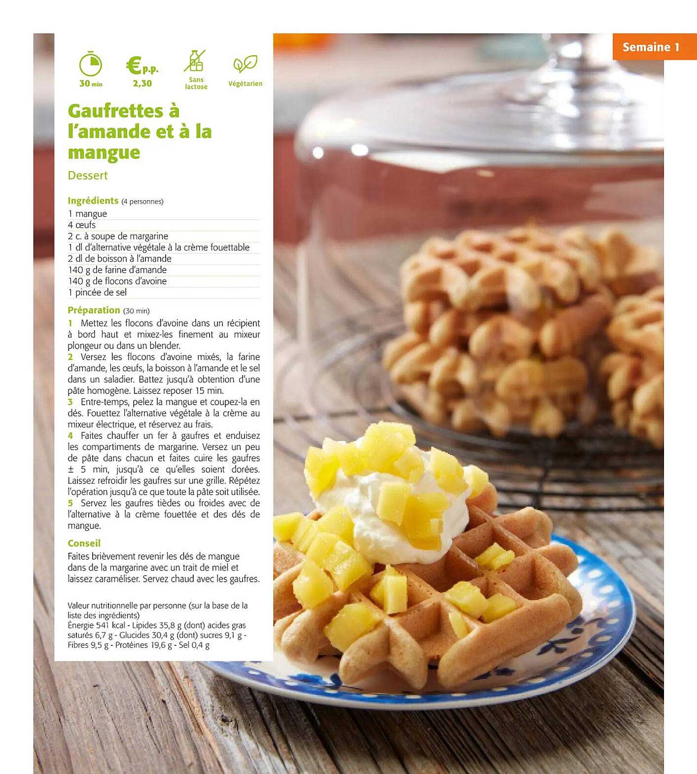 gaufrettes à l'amande et à la mangue