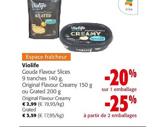 gouda flavour slices 9 tranches, original flavour creamy ou grated violife