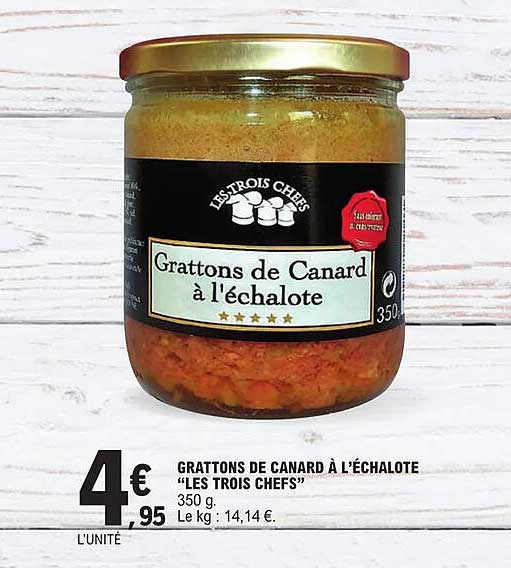grattons de canard à l'échalote "les trois chefs"