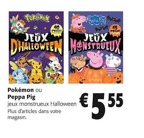 jeux monstrueux halloween pokémon ou peppa pig