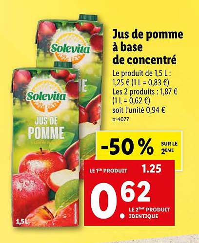 Jus De Pomme à Base De Concentré Solevita