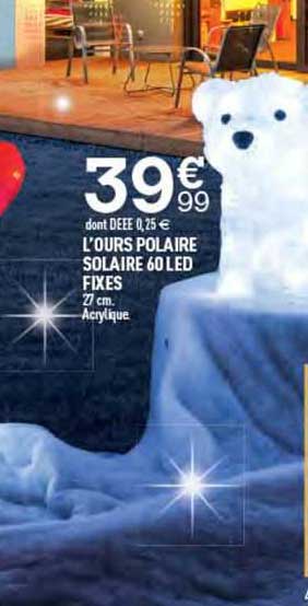 l'ours polaire solaire 60 led fixes