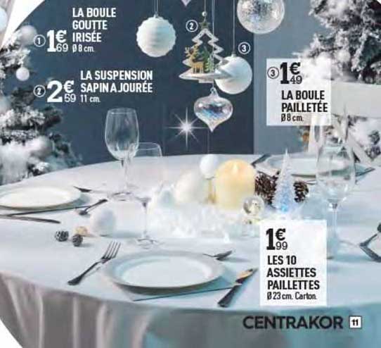 la boule goutte irisée, la suspension sapin ajourée, la boule pailletée, les 10 assiettes pailletés