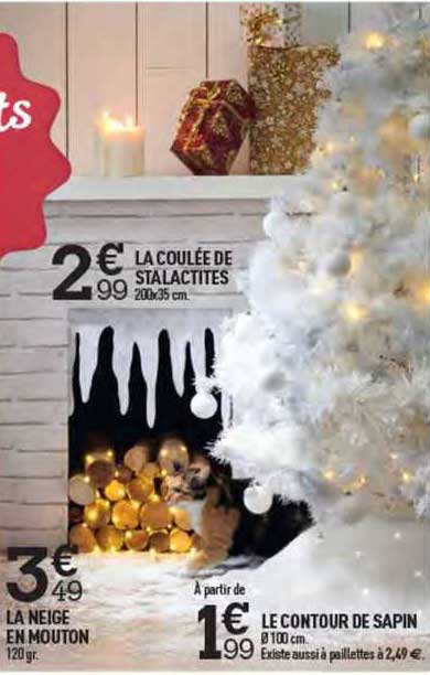 la coulée de stalactites, la neige en mouton, le contour de sapin