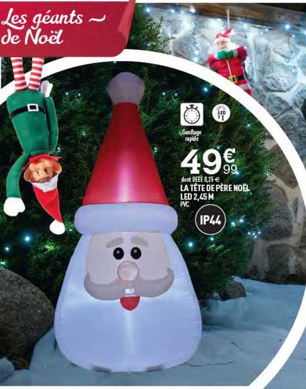 la tête de père noël led 2,45 m