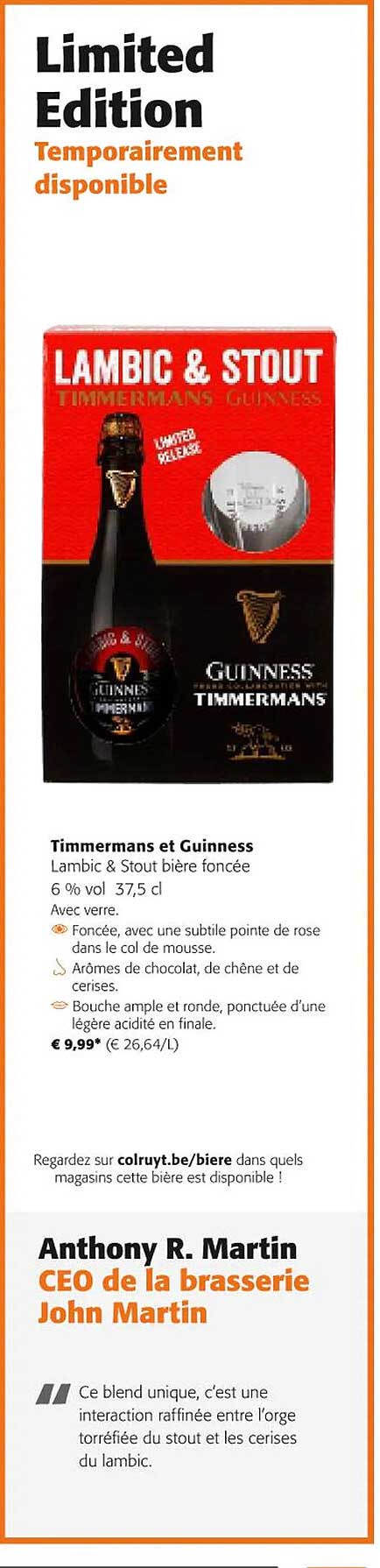 lambic & stout bière foncée 6% vol timmermans et guinness