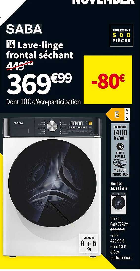 lave-linge frontal séchant saba