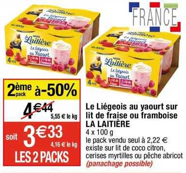 Le Liégeois Au Yaourt Sur Lit De Fraise Ou Framboise La Laitière