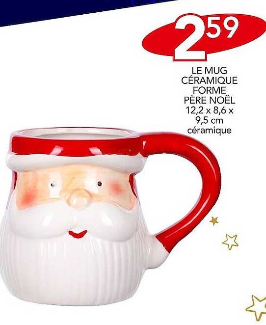 le mug céramique forme père noël 12,2 x 8,6 x 9,5 cm céramique