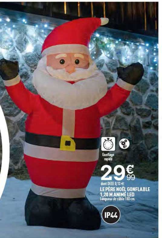 le père noël gonflable 1,20 m animé led