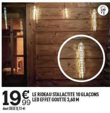 le rideau stalactite 10 glaçons led effet goutte 3,60 m