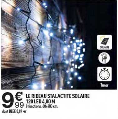 le rideau stalactite solaire 120 led 4,80 m