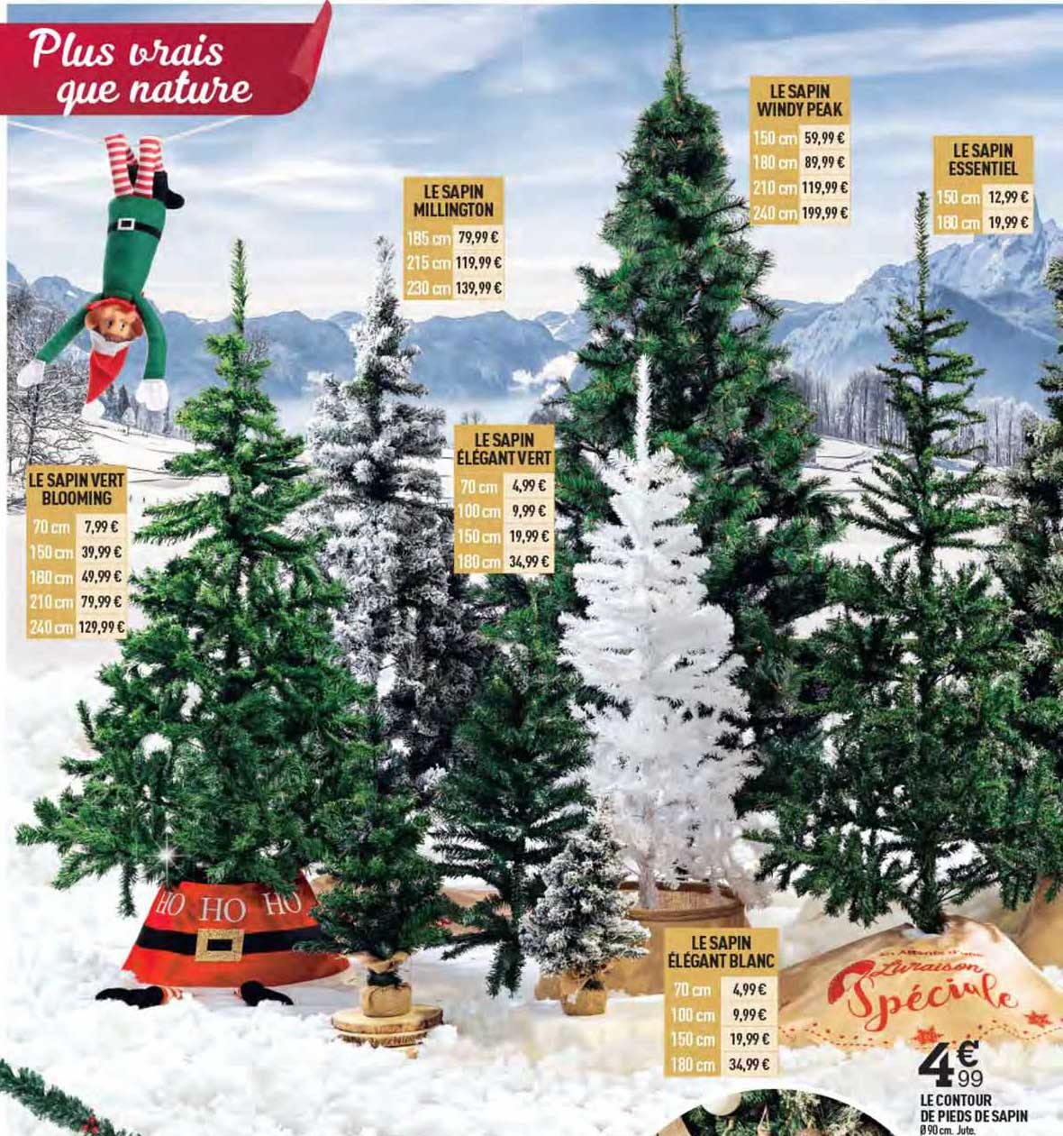 le sapin vert blooming, le sapin millington, le sapin élégant vert, le sapin windy peak, le sapin essentiel, le sapin élégant blanc, le contour de pieds de sapin