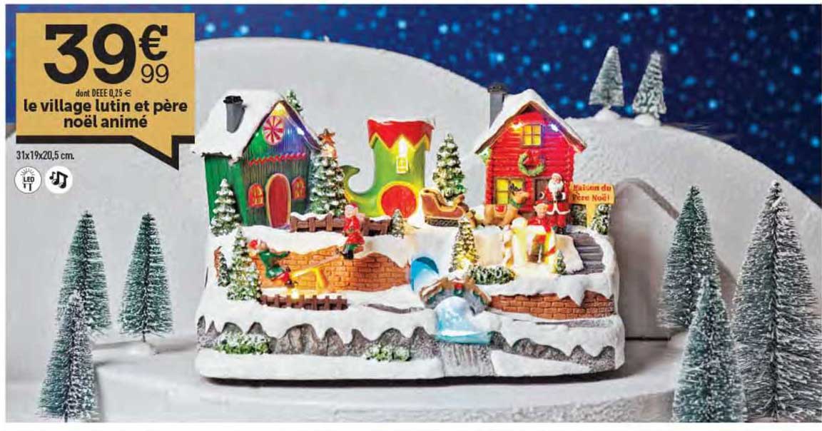 le village lutin et père noël animé