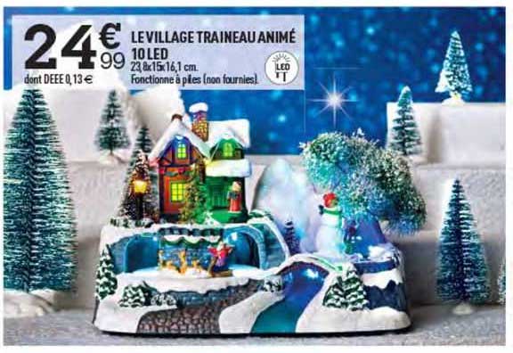 le village traîneau animé 10 led