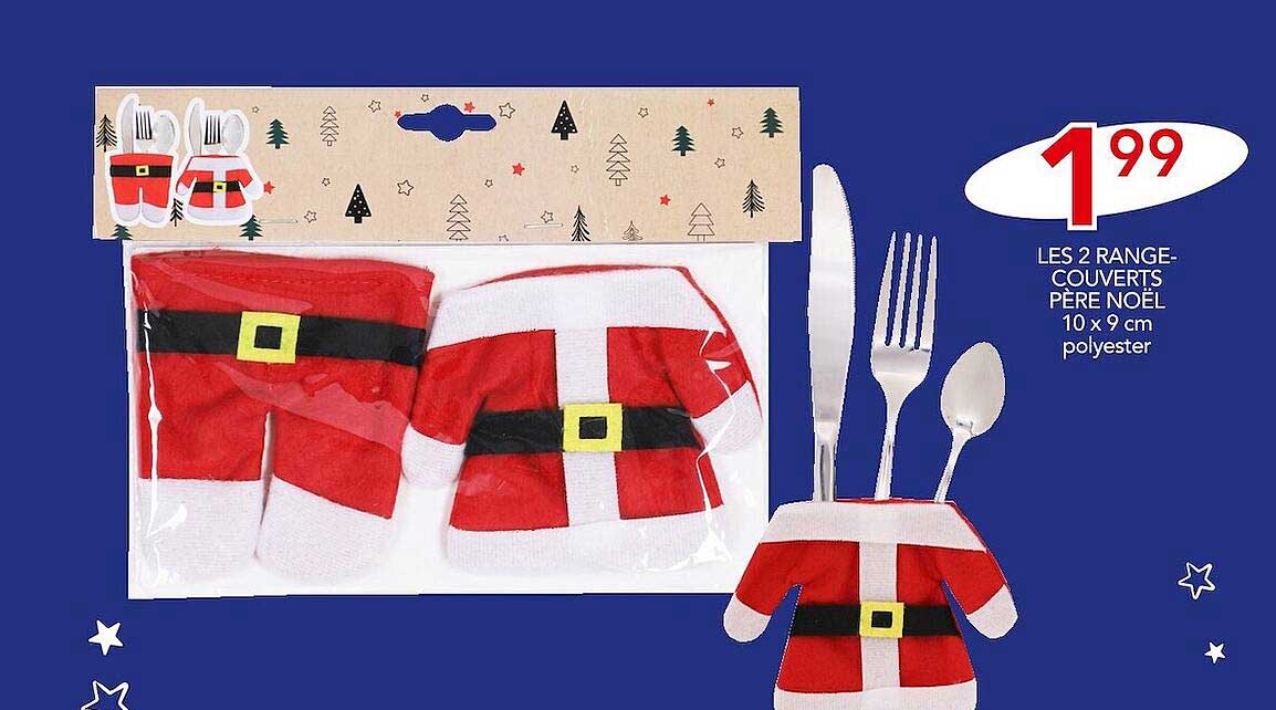 les 2 range-couverts père noël 10 x 9 cm polyester