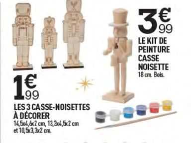 les 3 casse-noisettes à décorer, le kit de peinture casse noisette