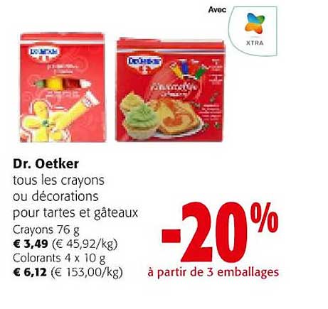 les crayons ou décorations pour tartes et gâteaux dr. oetker