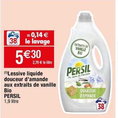 lessive liquide douceur d'amande aux extraits de vanille bio persil