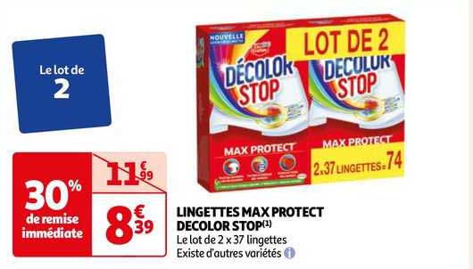 lingettes max protect décolor stop