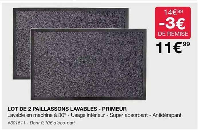 Lot De 2 Paillassons Lavables - Primeur