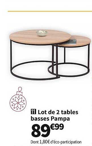 lot de 2 tables basses pampa