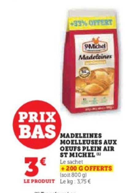 Madeleines Moelleuses Aux œufs Plein Air St Michel