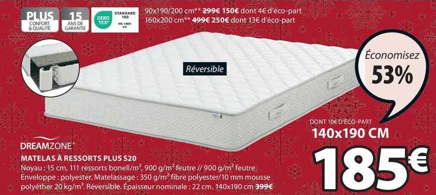matelas à ressorts plus s20 dreamzone