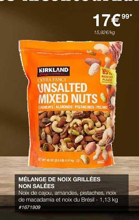 mélange de noix grillées non salées kirkland signature