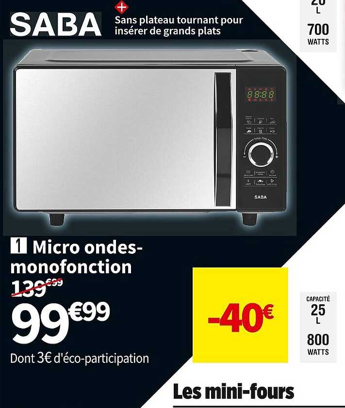 micro ondes - monofonction saba