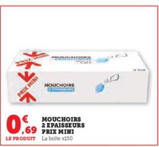 mouchoirs 2 épaisseurs prix mini