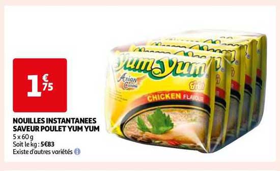 nouilles instantanées saveur poulet yum yum