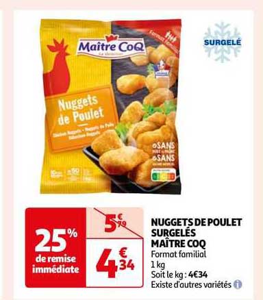 nuggets de poulet surgelés maître coq